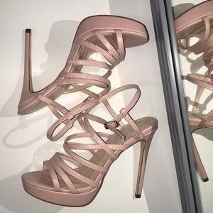 Pink Strappy Platform Heels 4.5”
